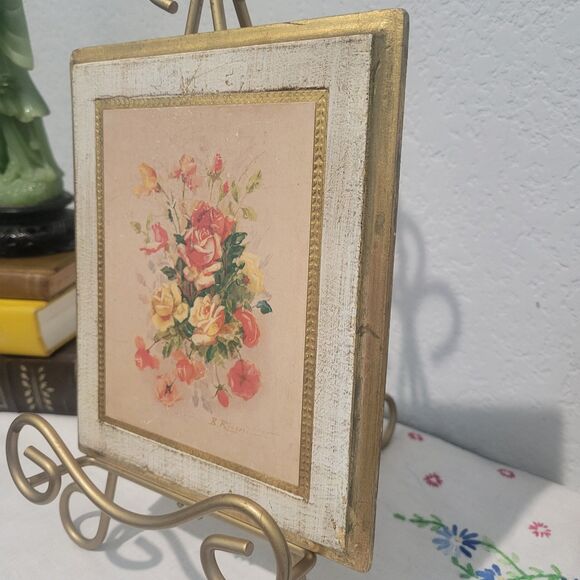 Vintage Florentine Gold Gilt Floral Wall Plaques Set of 3 MCM Made in Italy - Picture 10 of 16